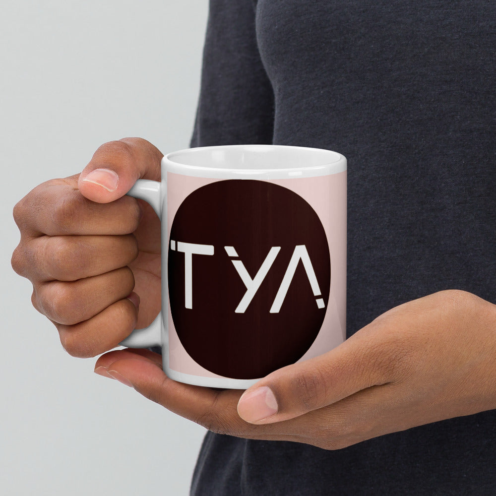 Tya Glossy Mug in Cinderella/Chocolate Dot (11 oz Only)