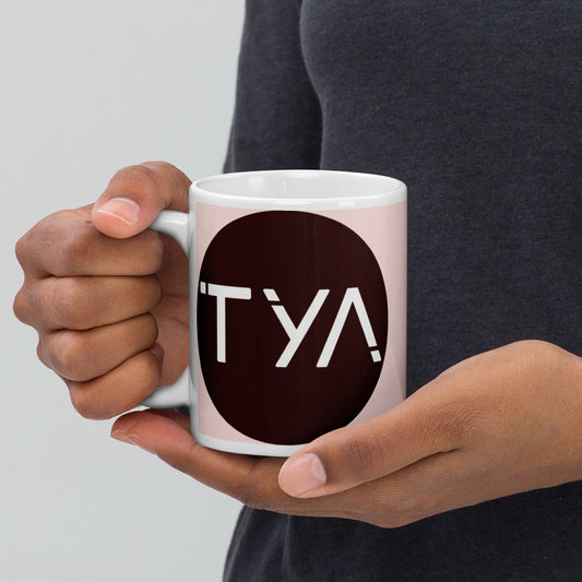 Tya Glossy Mug in Cinderella/Chocolate Dot (11 oz Only)