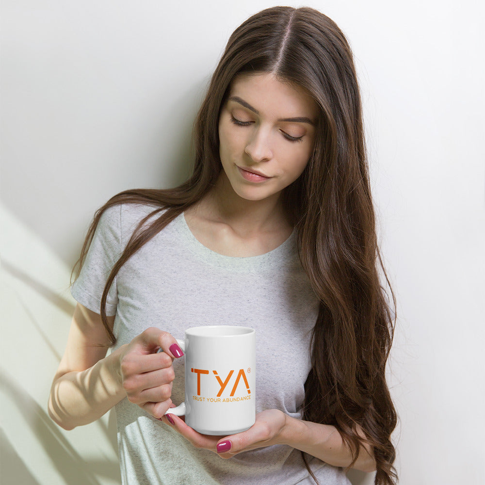 Tya White Glossy Mug in Orange/Melon