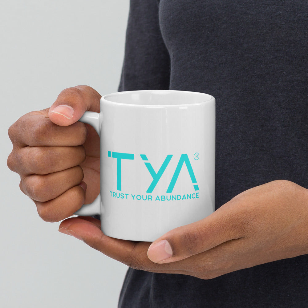 Tya White Glossy Mug in Hibiscus