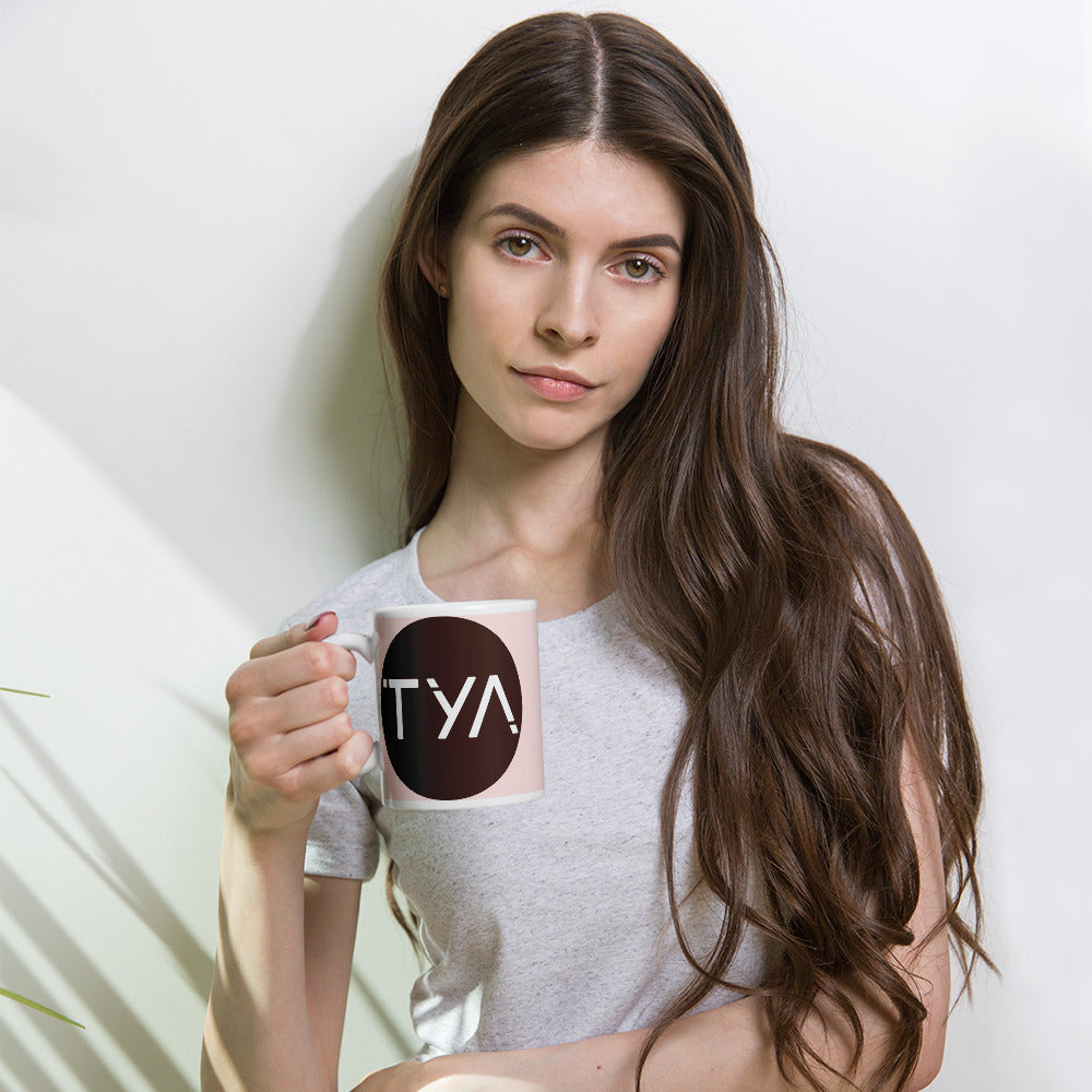 Tya Glossy Mug in Cinderella/Chocolate Dot (11 oz Only)