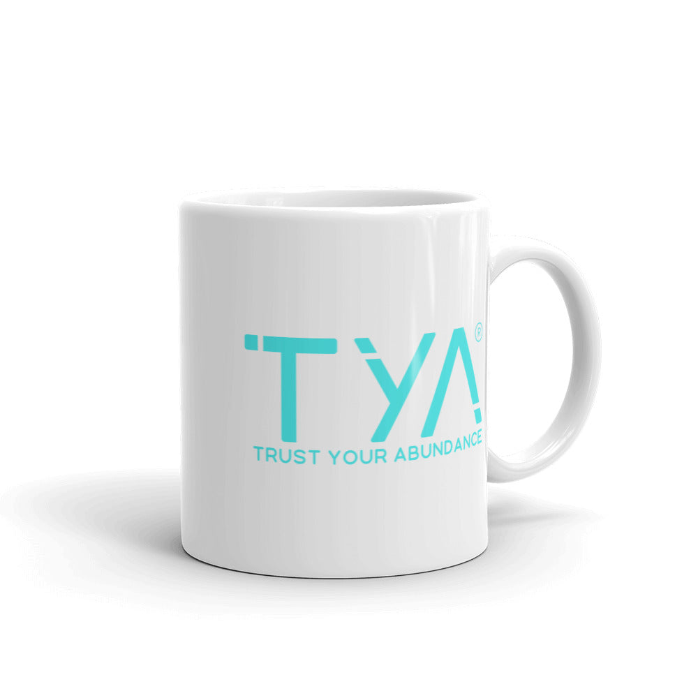 Tya White Glossy Mug in Hibiscus