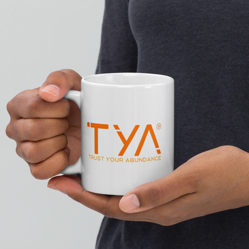 Tya White Glossy Mug in Orange/Melon