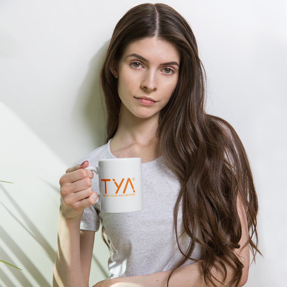 Tya White Glossy Mug in Orange/Melon