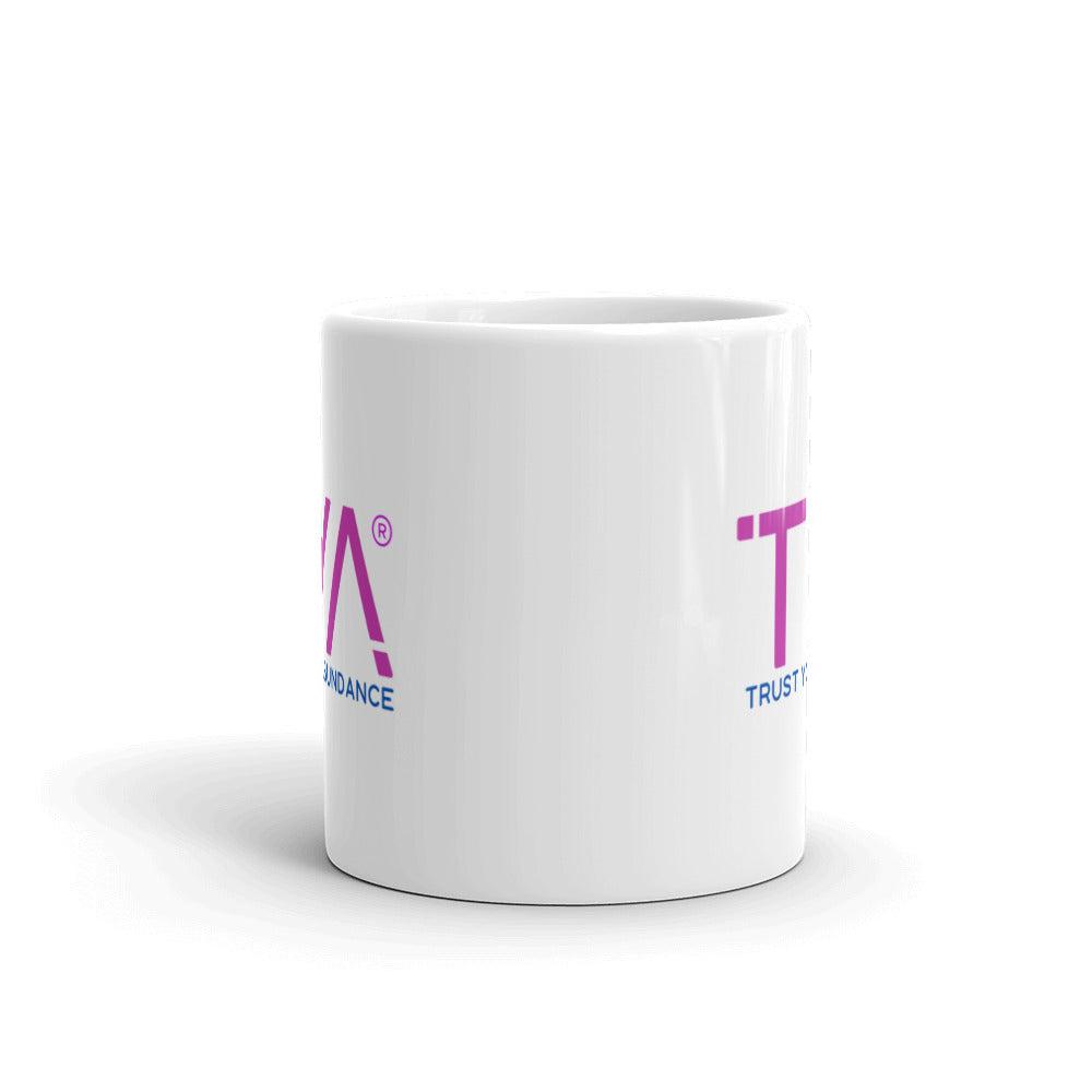 Tya White Glossy Mug in Magenta/Navy