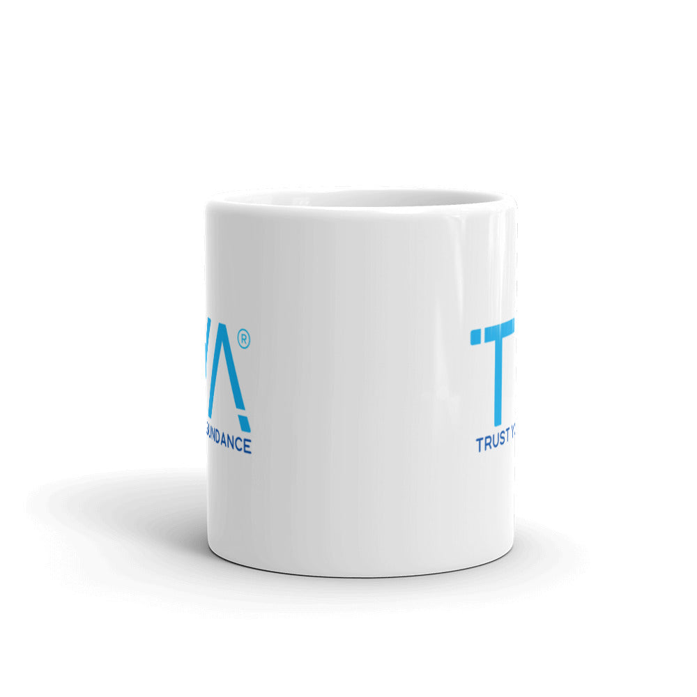 Tya White Glossy Mug in Tiffany/Navy