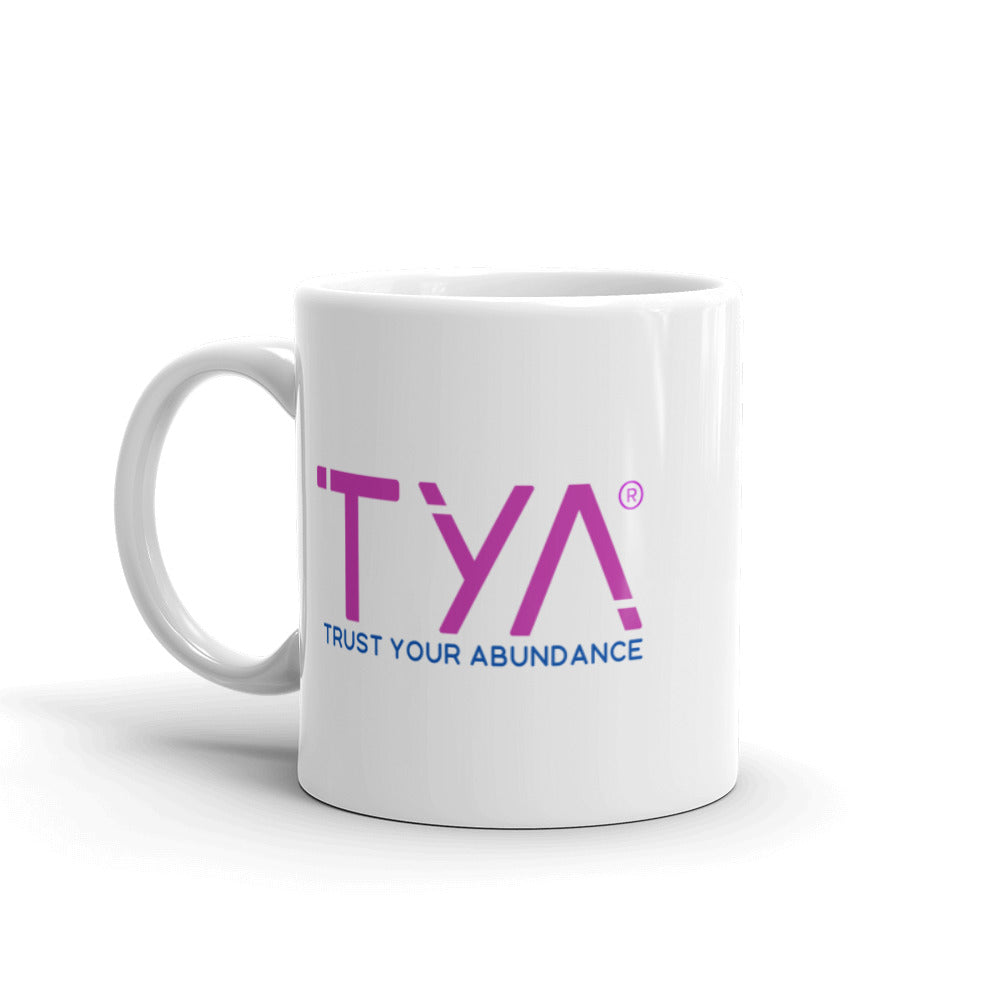 Tya White Glossy Mug in Magenta/Navy