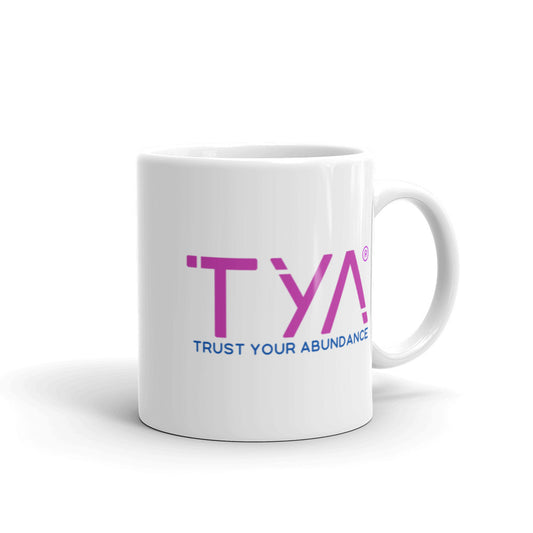 Tya White Glossy Mug in Magenta/Navy