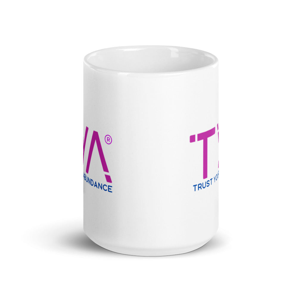 Tya White Glossy Mug in Magenta/Navy