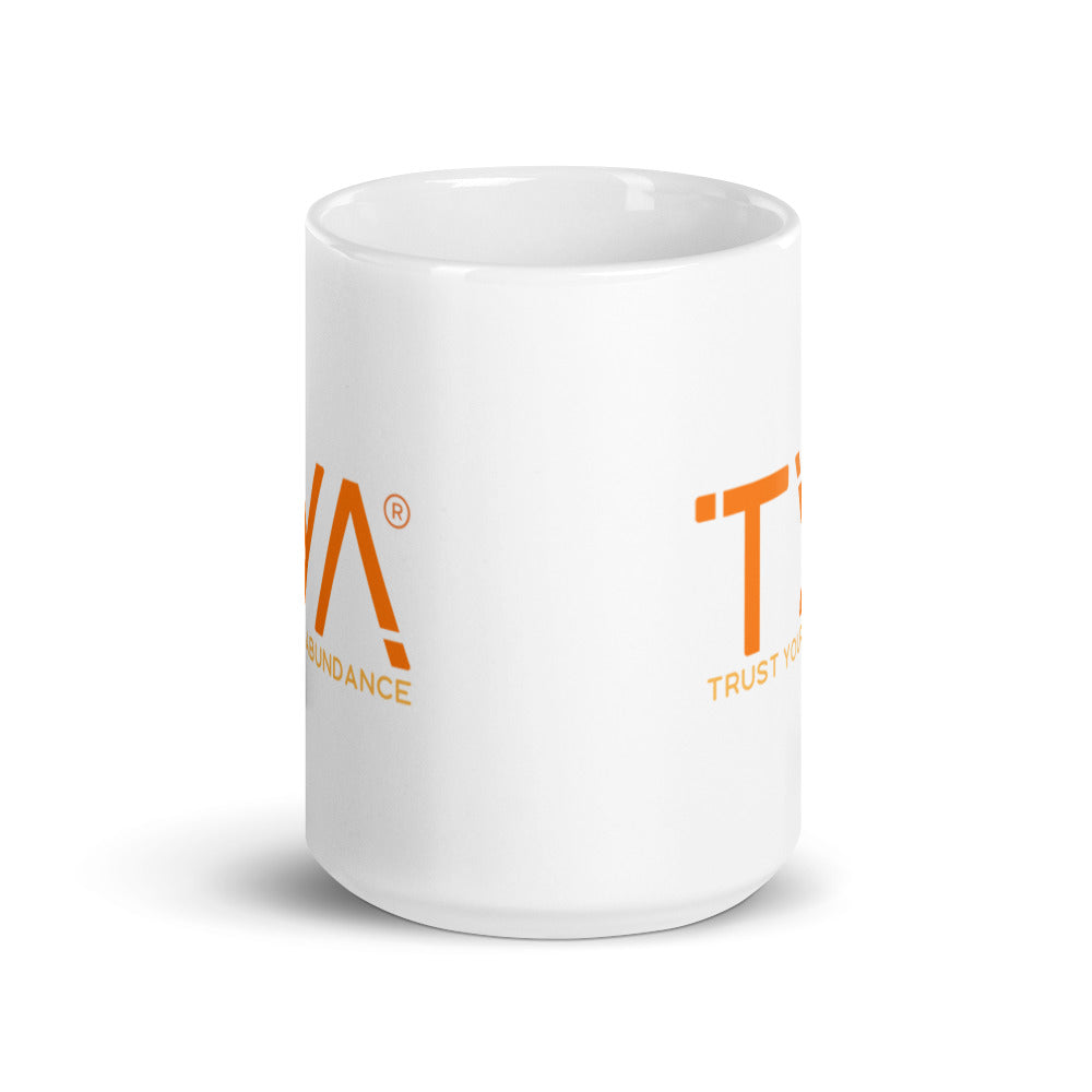 Tya White Glossy Mug in Orange/Melon