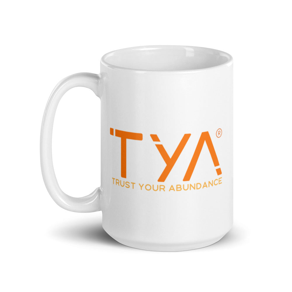 Tya White Glossy Mug in Orange/Melon