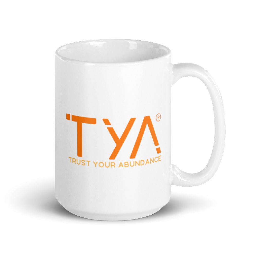 Tya White Glossy Mug in Orange/Melon