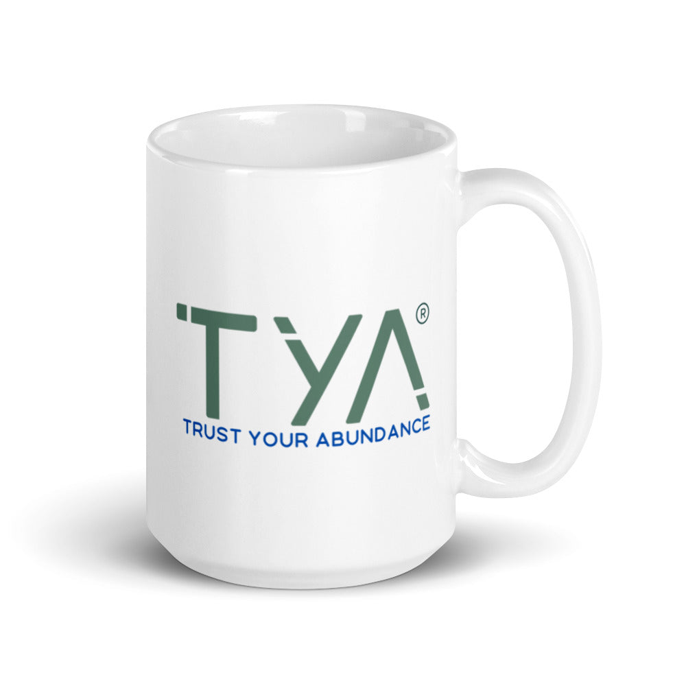 Tya White Glossy Mug in Spruce/Navy